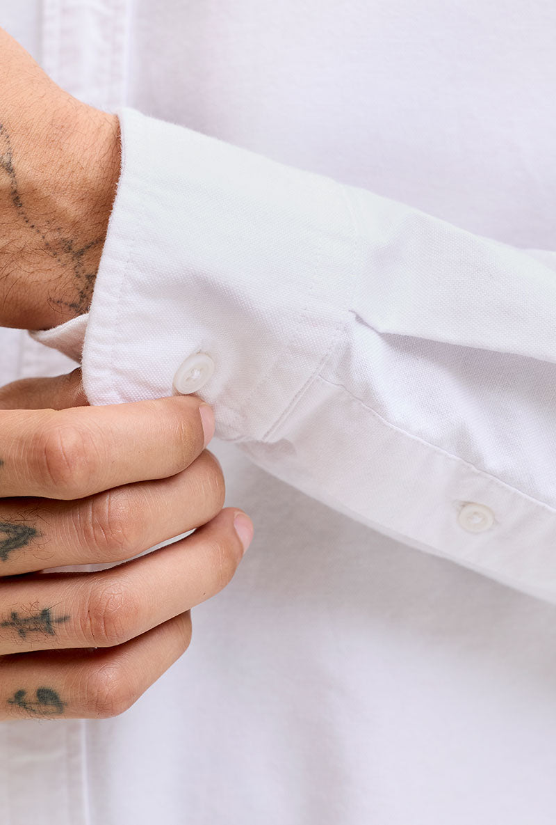 Front image of Harvey oxford ls shirt in white, by brand Jack&jones