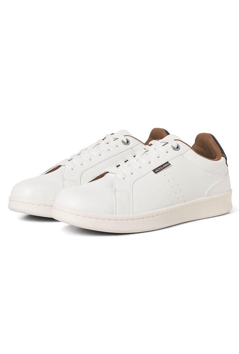 Front image of Hastings pu sneaker in white, by brand Jack&jones