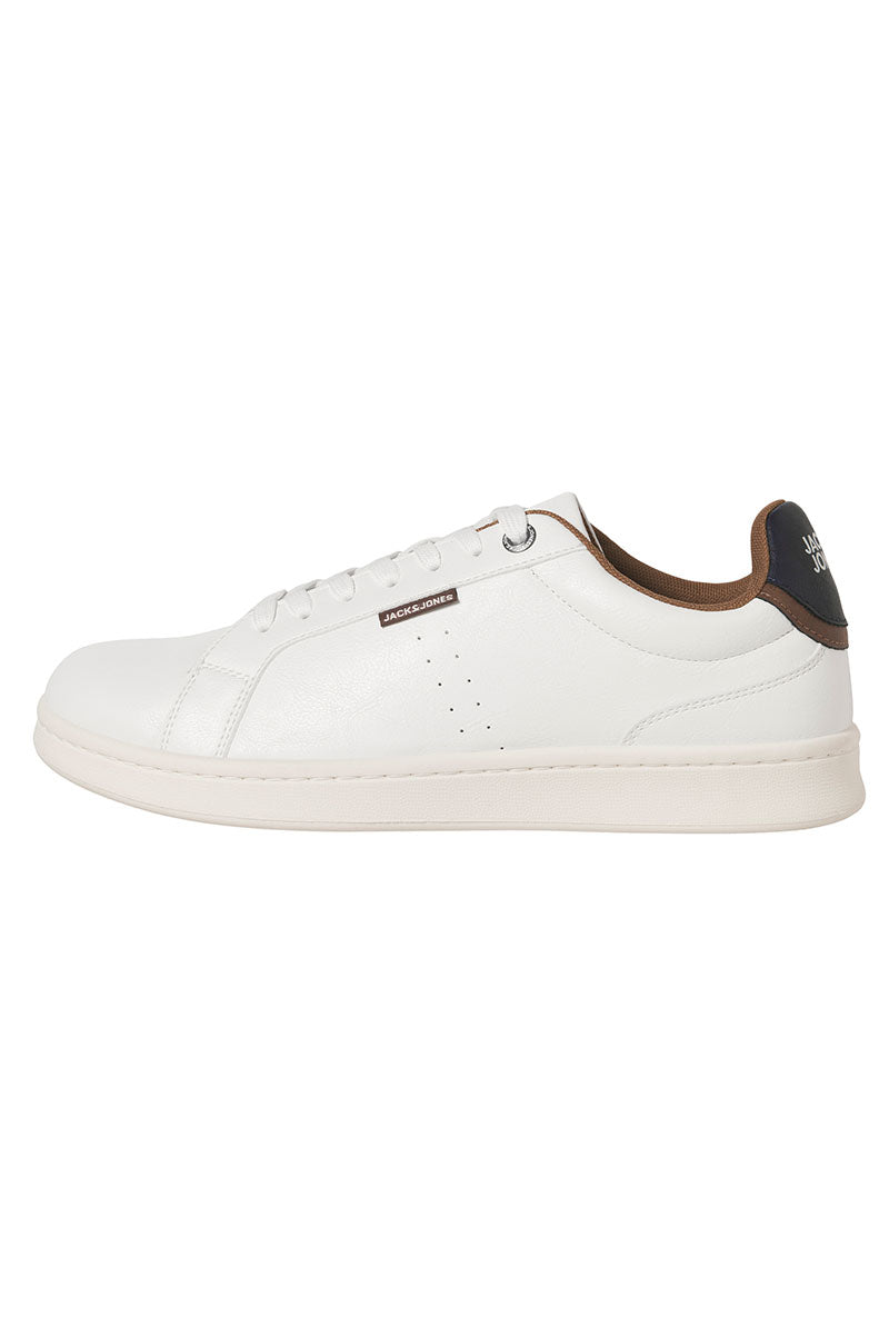 Front image of Hastings pu sneaker in white, by brand Jack&jones