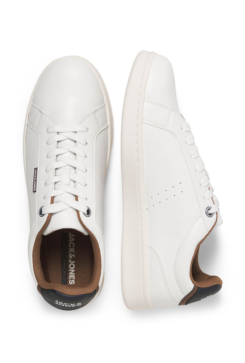 Front image of Hastings pu sneaker in white, by brand Jack&jones