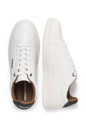 Front image of the Hastings pu sneaker in white, by brand Jack&jones