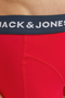 Close up image of a model wearing the Jack and jones james 3 pk trunks in navy, by brand Jack&jones