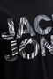 Close up image  of the Jack and jones jeff logo tee in black, by brand Jack&jones