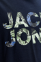 Close up image  of the Jack and jones jeff logo tee in navy, by brand Jack&jones
