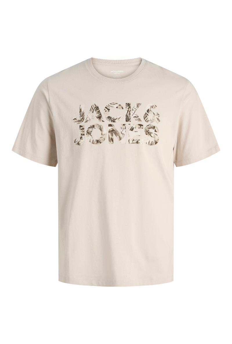Product image of Jack and jones jeff logo tee in stone, by brand Jack&jones