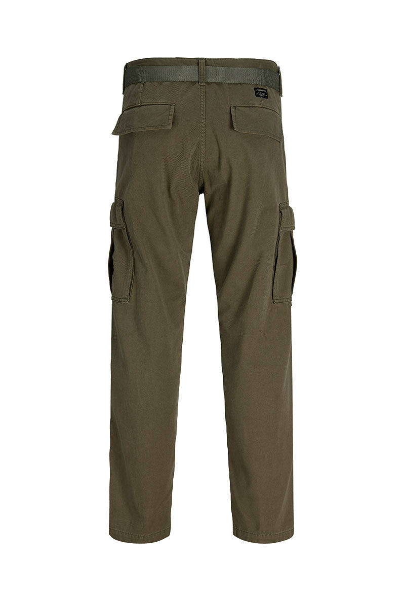Back image of Kane hudson belted cargo in khaki, by brand Jack&jones