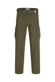 Front image of the Kane hudson belted cargo in khaki, by brand Jack&jones