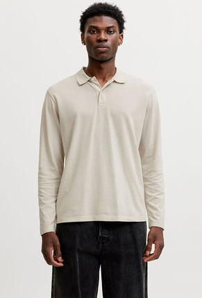 Front image of Kane ls polo in beige, by brand Jack&jones