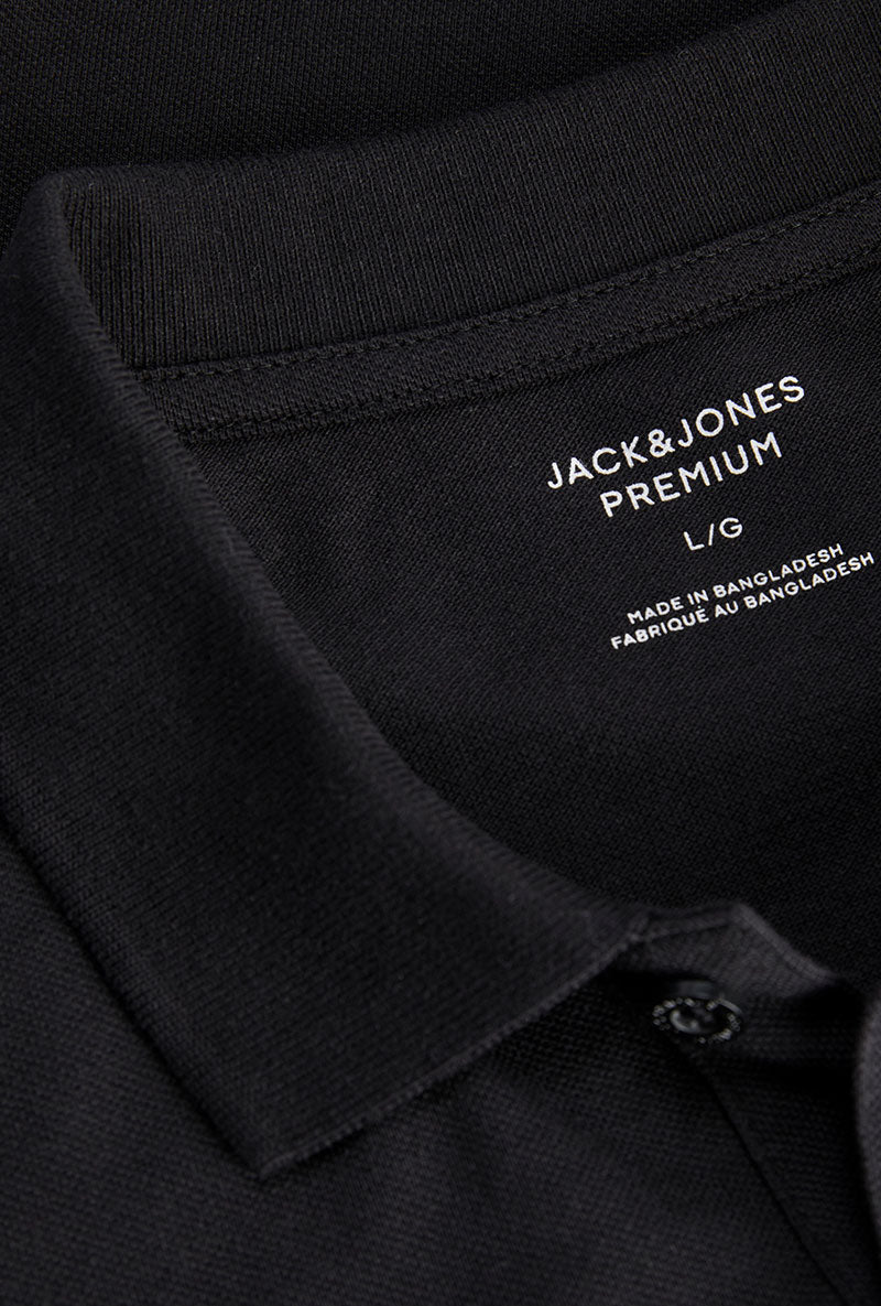 Front image of Kane ls polo in black, by brand Jack&jones