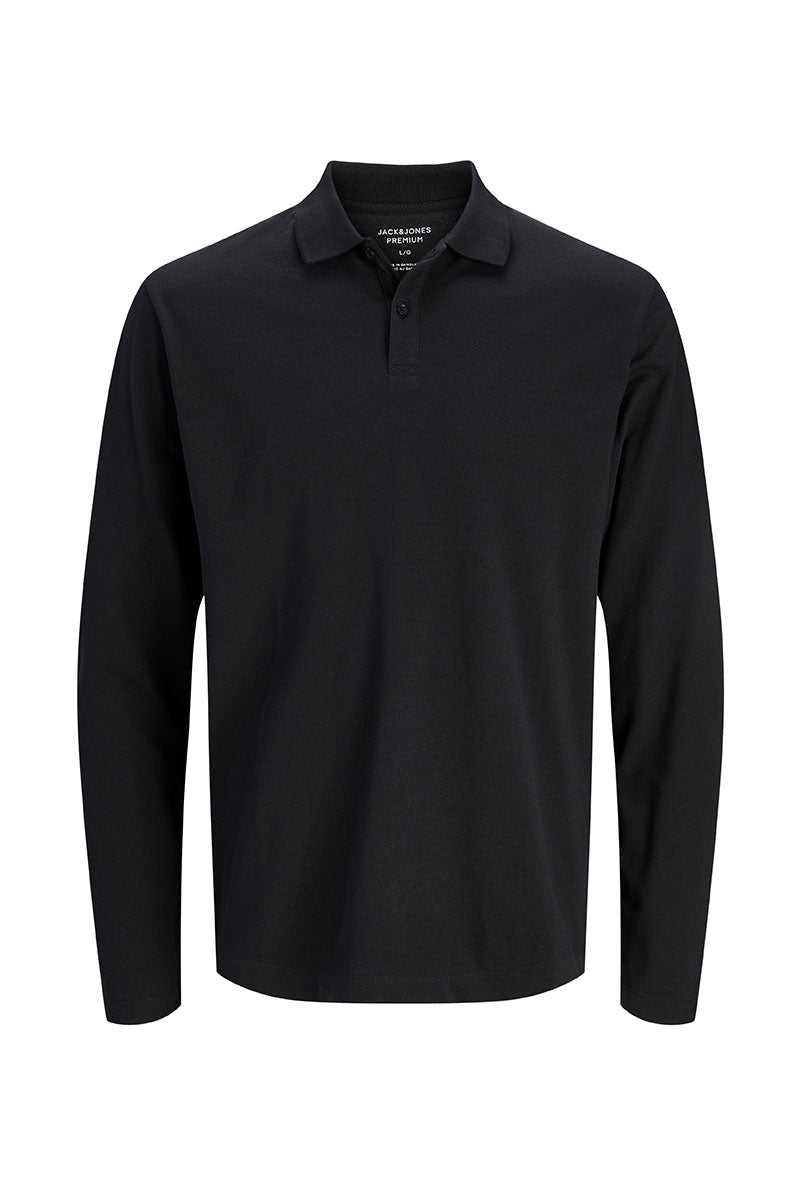 Front image of Kane ls polo in black, by brand Jack&jones