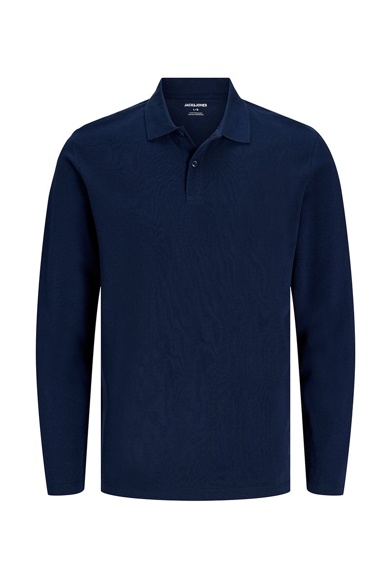 Front image of Kane ls polo in navy, by brand Jack&jones