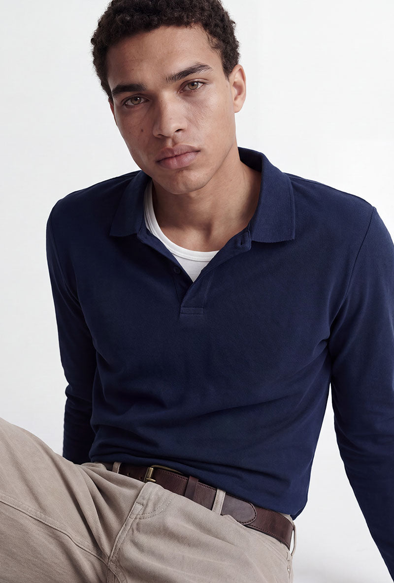 Front image of Kane ls polo in navy, by brand Jack&jones