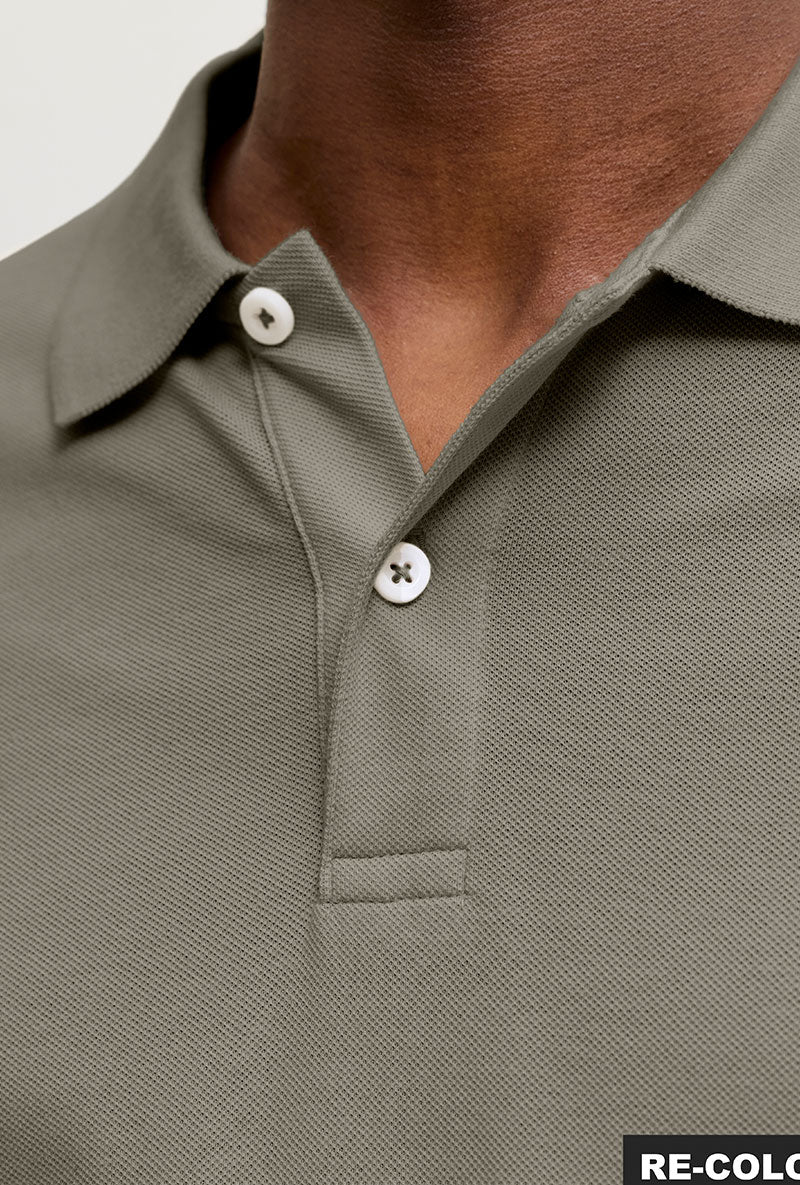 Front image of Kane ls polo in olive, by brand Jack&jones