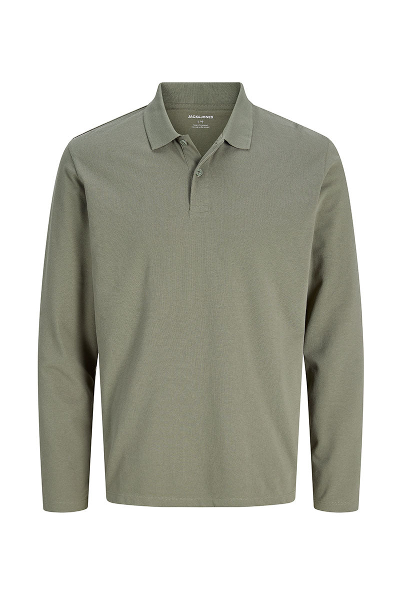 Front image of Kane ls polo in olive, by brand Jack&jones