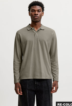 Front image of Kane ls polo in olive, by brand Jack&jones