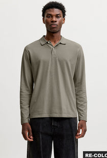 Front image of the Kane ls polo in olive, by brand Jack&jones