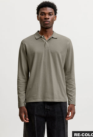 Front image of the Kane ls polo in olive, by brand Jack&jones