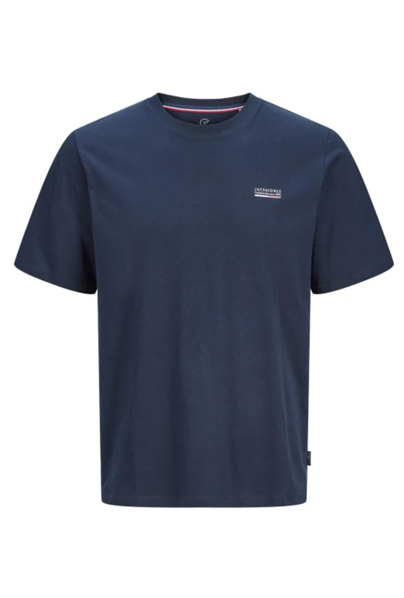 Front image of Kyle ss crew neck tee in navy, by brand Jack&jones