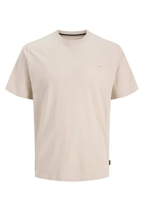 Front image of Kyle ss crew neck tee in stone, by brand Jack&jones