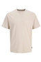 Front image of Kyle ss crew neck tee in stone, by brand Jack&jones