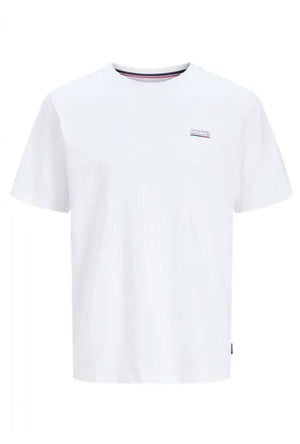 Front image of the Kyle ss crew neck tee in white, by brand Jack&jones