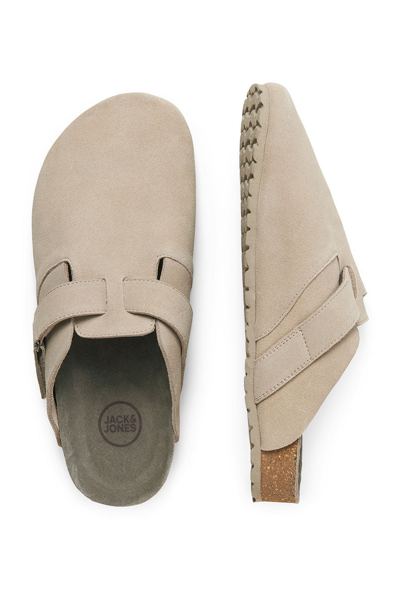 Front image of Louis suede mule in beige, by brand Jack&jones