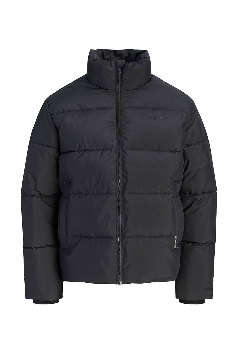 Front image of Lupo puffer jacket in black, by brand Jack&jones