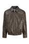Front image of the Marlon pu jacket in brown, by brand Jack&jones