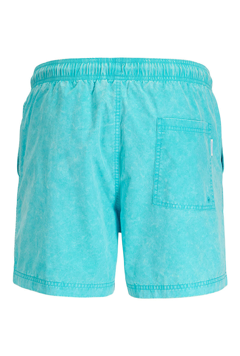 Back image of Maui vibrant wash swimshorts in blue, by brand Jack&jones