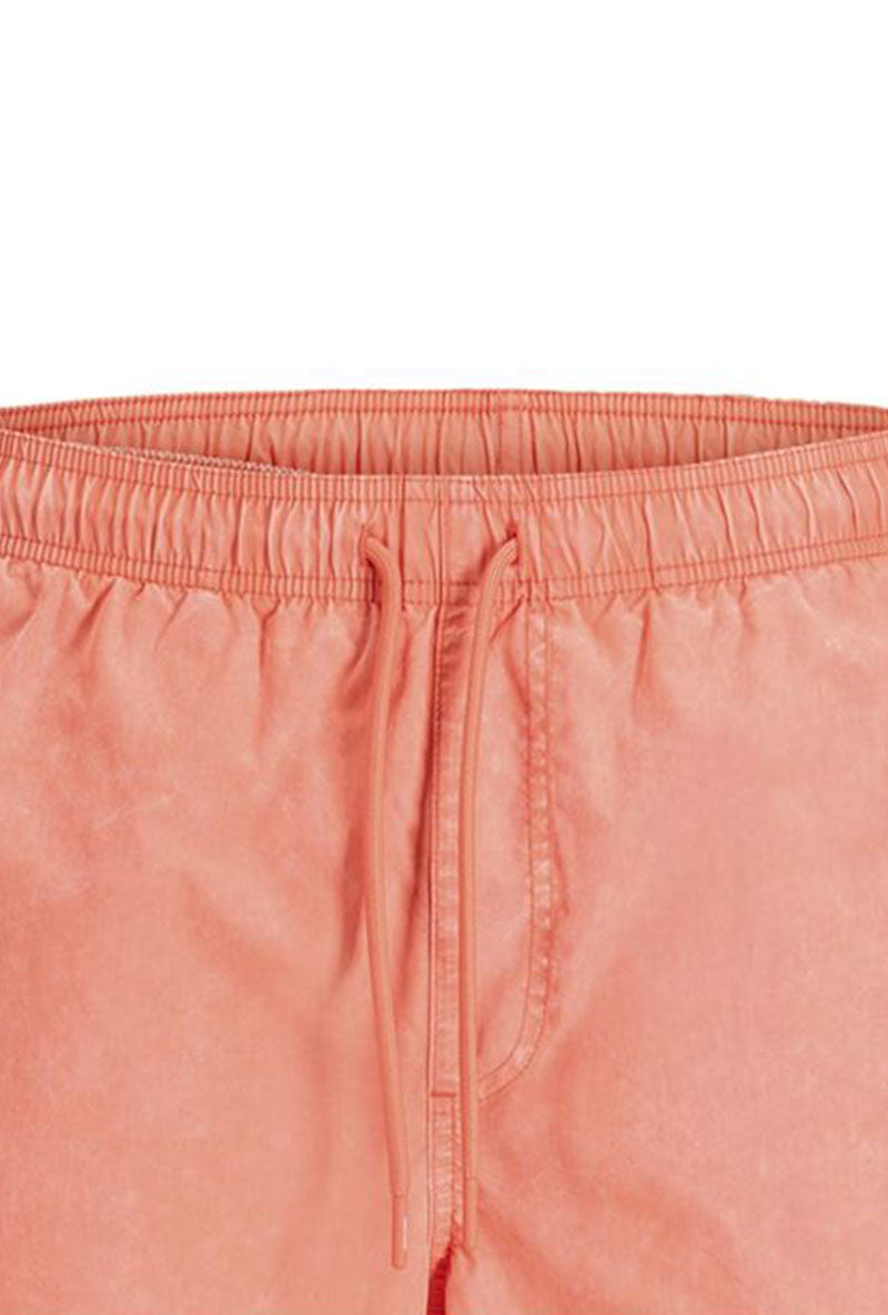 Front detail image of Maui vibrant wash swimshorts in coral, by brand Jack&jones