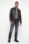 Front image of a model wearing the Mike original jeans in black, by brand Jack&jones