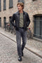 Front image of a model wearing the Mike original jeans in black, by brand Jack&jones