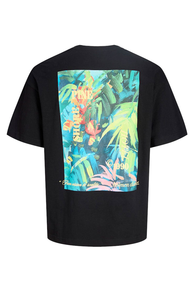 Back image of Montauk back graphic tee in black, by brand Jack&jones