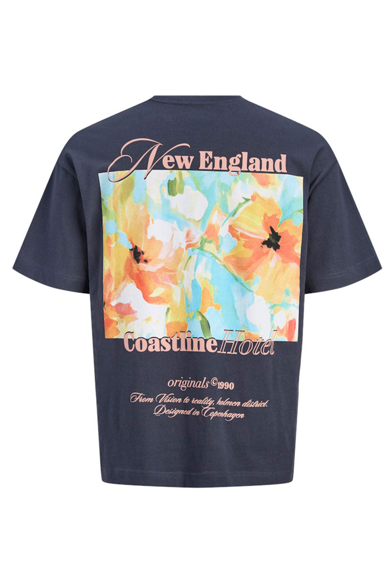 Back image of Montauk back graphic tee in charcoal, by brand Jack&jones
