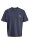Front image of the Montauk back graphic tee in charcoal, by brand Jack&jones