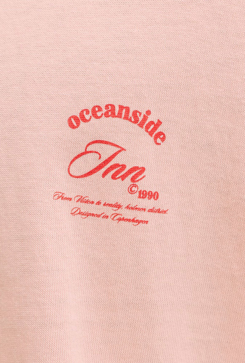Front print image of Montauk back graphic tee in peach, by brand Jack&jones