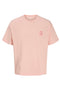 Front image of the Montauk back graphic tee in peach, by brand Jack&jones