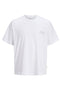 Front image of the Montauk back graphic tee in white, by brand Jack&jones