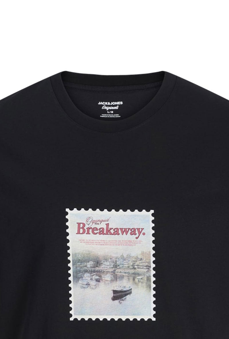 Detail image of Montauk photo ss tee in black, by brand Jack&jones