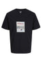 Front image of Montauk photo ss tee in black, by brand Jack&jones