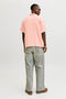 Back image of a model wearing the Nantucket double cloth ss shirt in peach, by brand Jack&jones