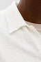 Front detail image of a model wearing the Nantucket double cloth ss shirt in off white, by brand Jack&jones