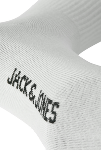 Close up image  of the Jack and jones nolan tennis socks 6 pk in white, by brand Jack&jones