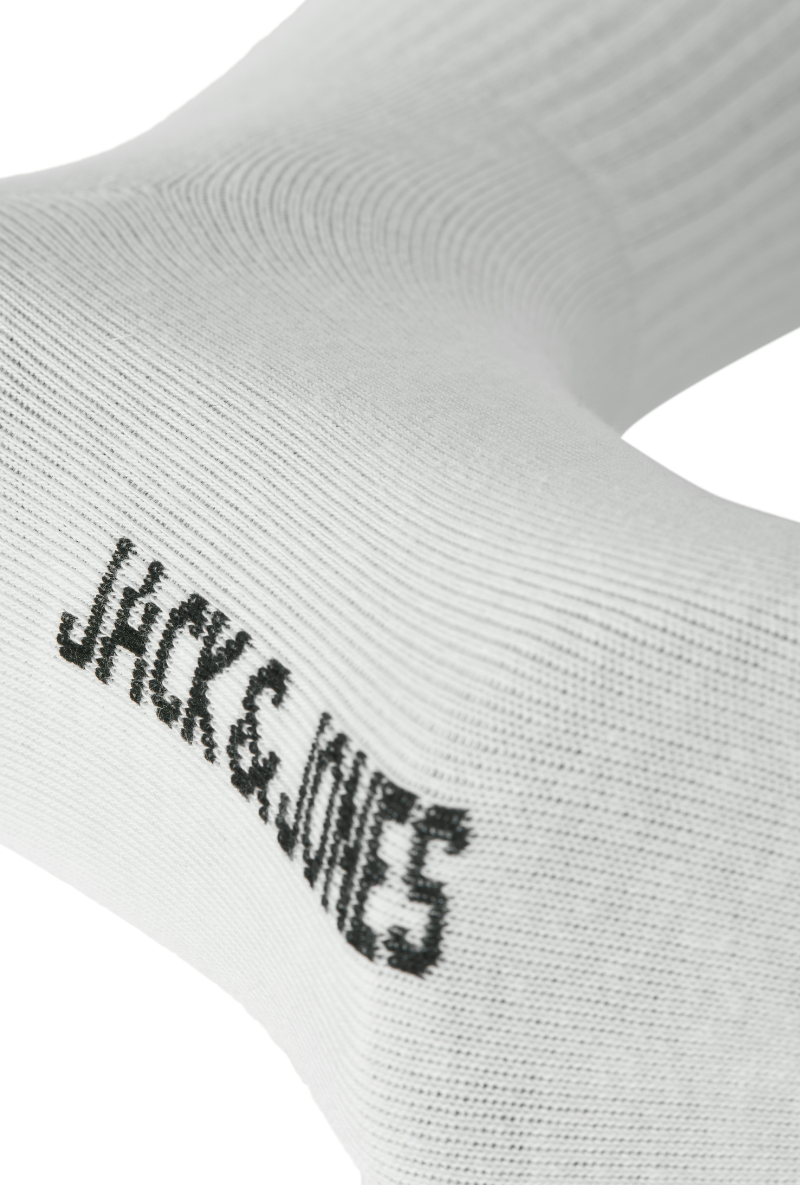 Close up image  of Jack and jones nolan tennis socks 6 pk in white, by brand Jack&jones