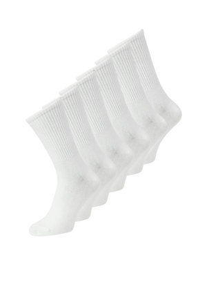 Front image  of the Jack and jones nolan tennis socks 6 pk in white, by brand Jack&jones