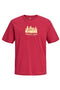 Front image of the Norrebro skyline tee in red, by brand Jack&jones