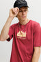 Front image of the Norrebro skyline tee in red, by brand Jack&jones