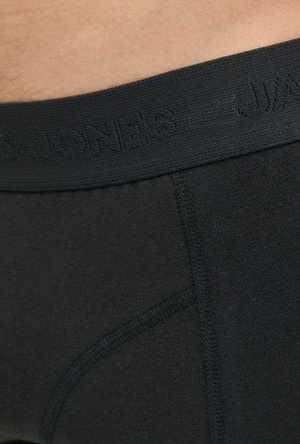 Close up image  of the Jack and jones ordinary trunks 3 pk in black, by brand Jack&jones