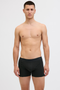 Front image of a model wearing the Jack and jones ordinary trunks 3 pk in black, by brand Jack&jones