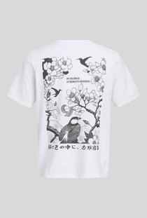 Back image of the Osaka back print tshirt in white, by brand Jack&jones